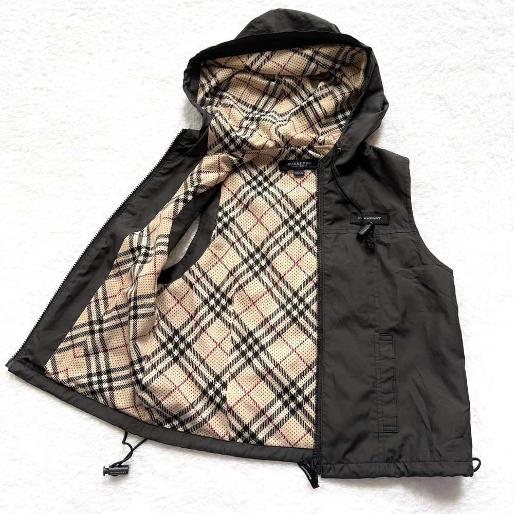 Burberry Boys Windbreaker Vest Mesh black Nova check logo size 4/5 horse jacket